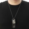 Pingente estilo exercito ( Dog Tag) com borracha em volta em aço