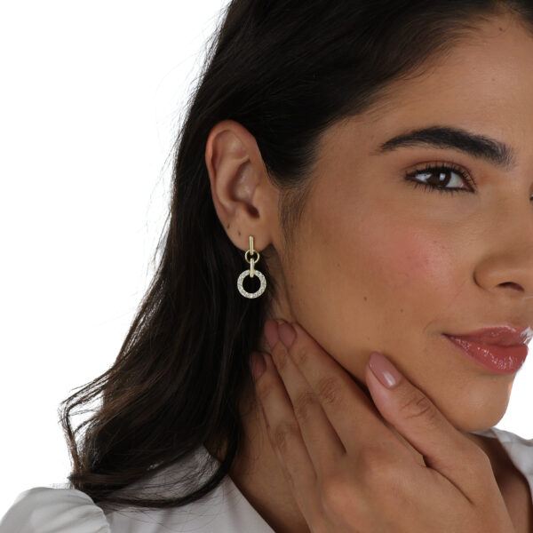 Brinco Argola Geométrica com Zircônias - Banhado a Ouro 18k - Image 2