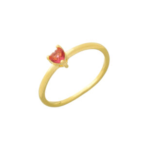 Anel Solitário Coração - Banhado a Ouro 18k