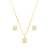 Conjunto Retangular Cristal - Banhado a Ouro 18k