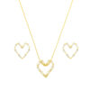 Conjunto Coração Com Pedras - Banhado a Ouro 18k