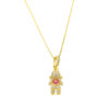 Conjunto Menina com Zircônias Rosa – Banhado a Ouro 18k